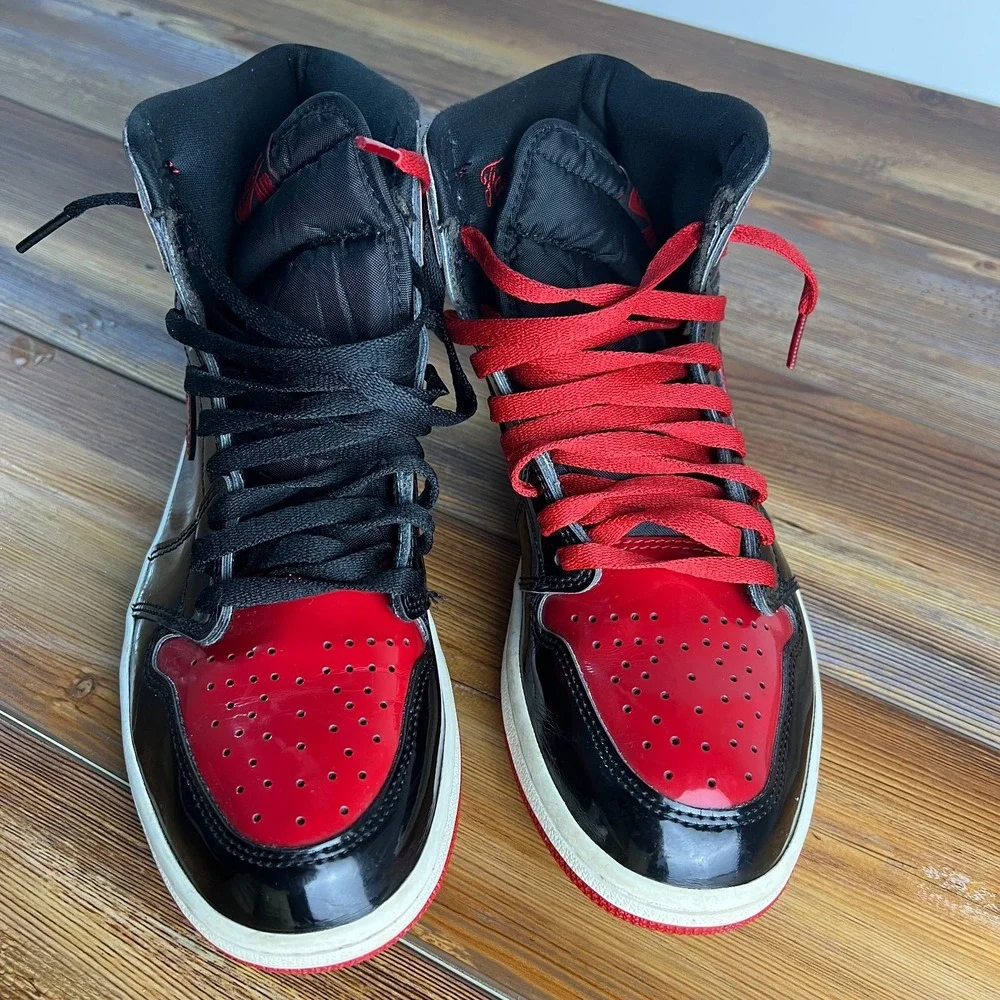 Air Jordan 1 High OG Patent Bred Men's Size 9.5 555088-063 Used No Box
